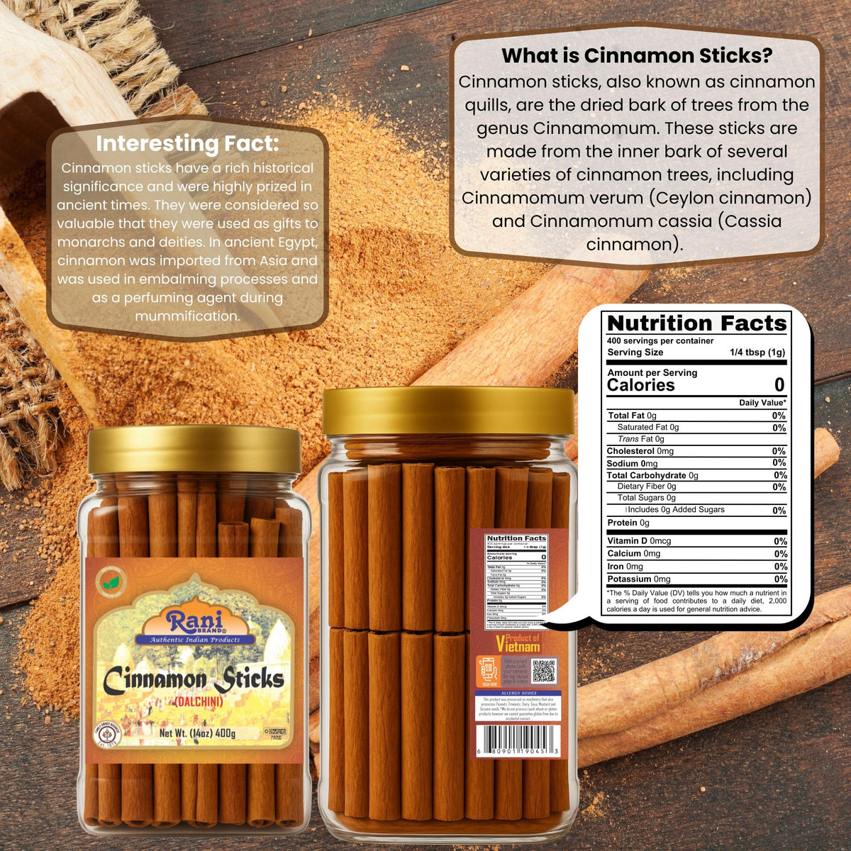 Oil-rich cinnamon sticks ideal for simmered beverages and desserts