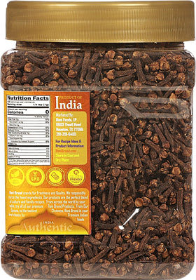 Rani Cloves Whole arranged on a spice rack highlighting quality and packaging.