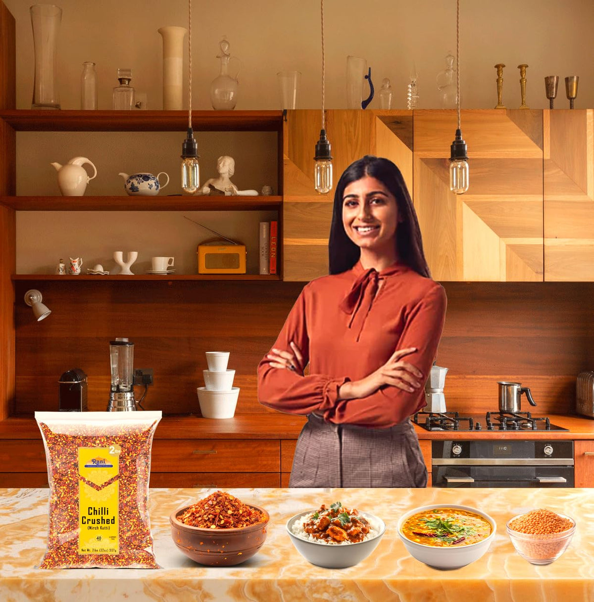 Rani crushed red pepper flakes bulk 908g for versatile seasoning.