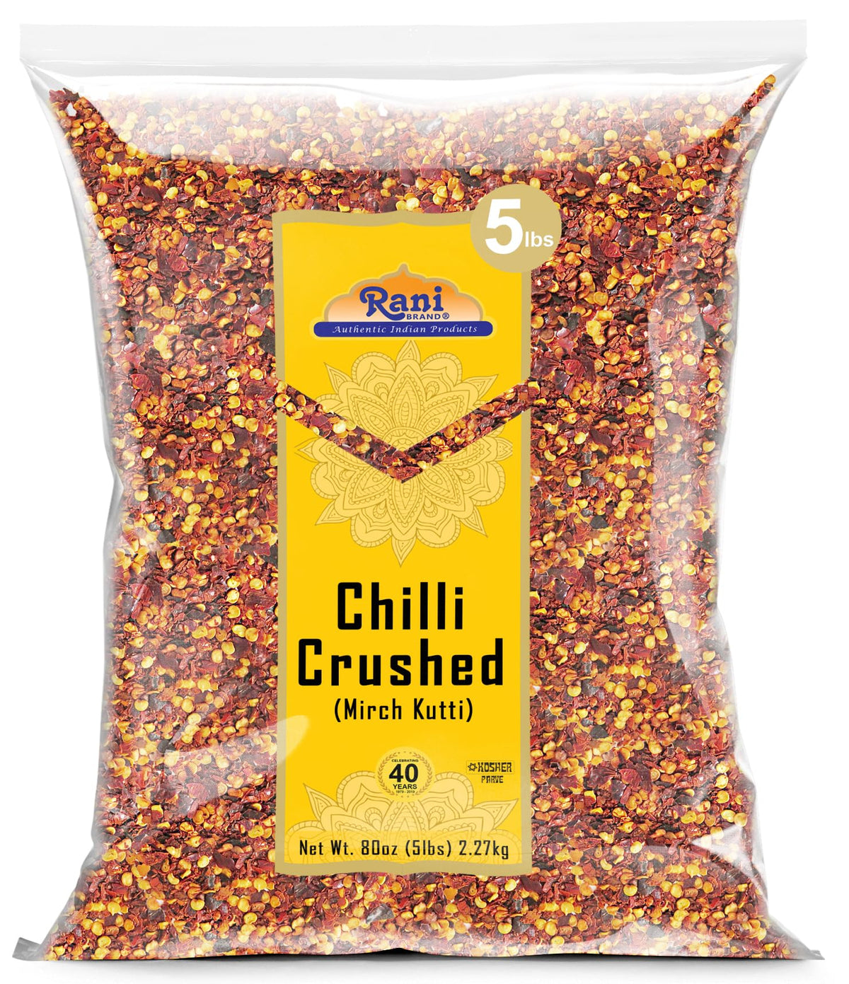 Rani crushed red pepper flakes in bulk pizza-type cut form adding bold heat to dishes