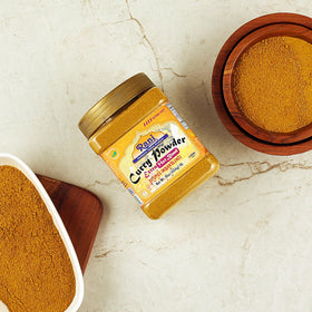 Rani Curry Powder Extra Hot jar back highlights salt-free, MSG-free quality.