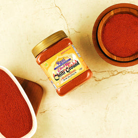 Rani Extra Hot Chilli Powder label close-up shows premium quality for curries.