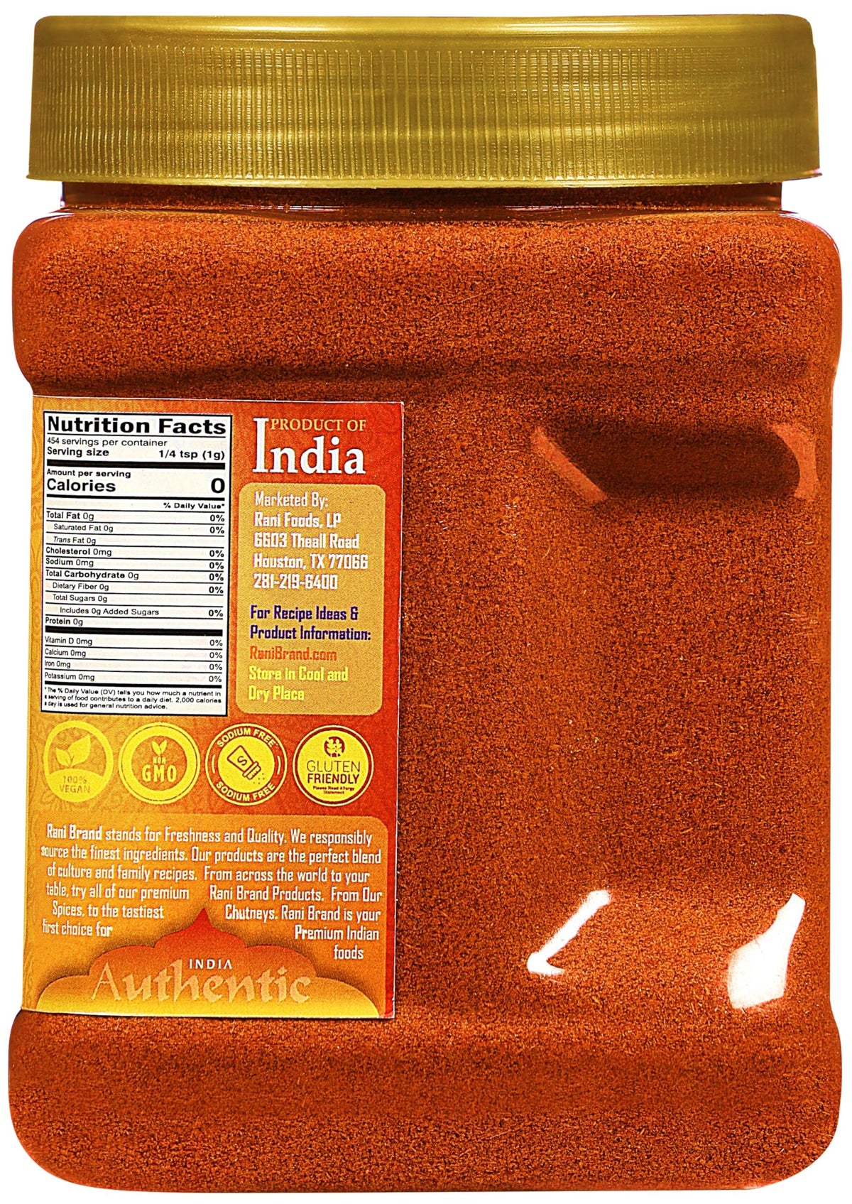 Rani Extra Hot Chilli Powder pouring shows convenient everyday use.