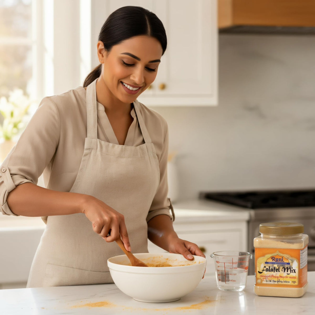 Close-up of the Rani Falafex Mix label highlighting kosher and gluten-free