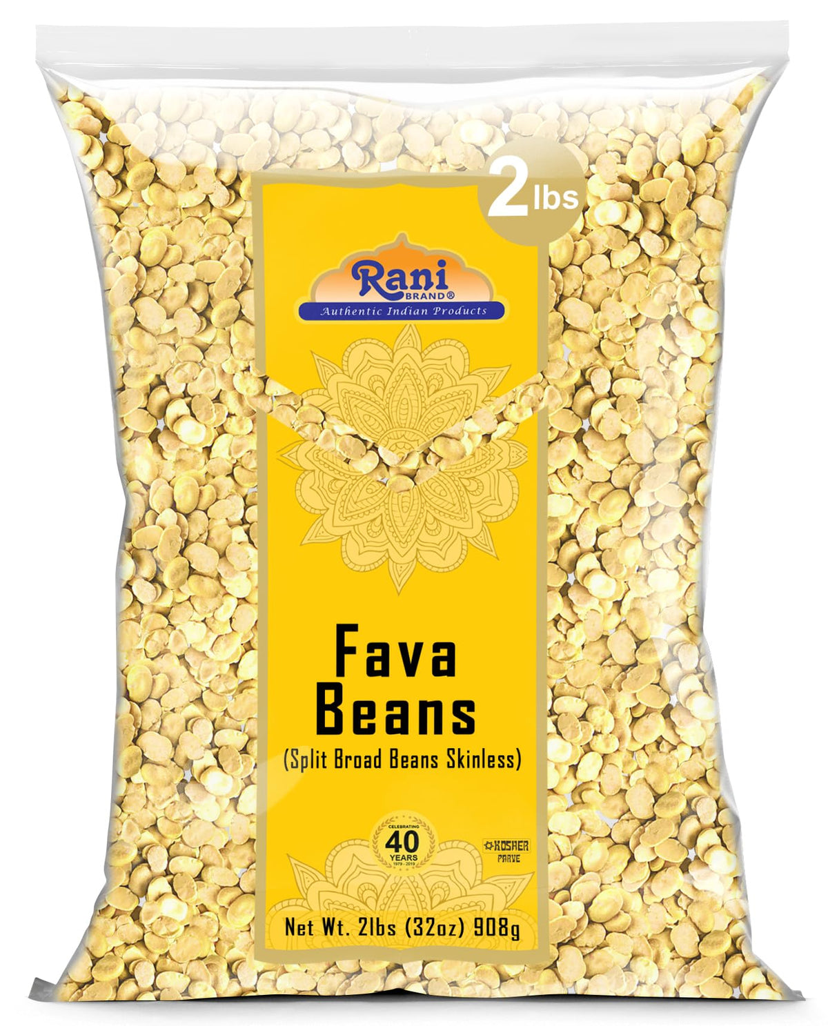 Rani Fava Beans skinless split 32oz on display, premium pantry staple for protein-rich meals
