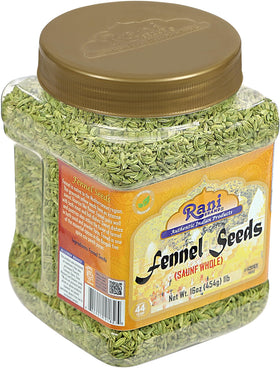 Rani Fennel Seeds label indicating authentic Indian origin and dietary attributes