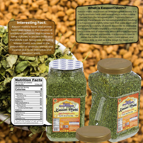 Fenugreek leaves being sprinkled into curry for depth of flavor.