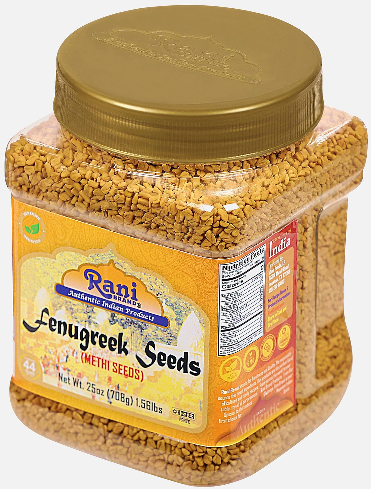 Rani Fenugreek Seeds curry-ready seeds used to boost flavor.