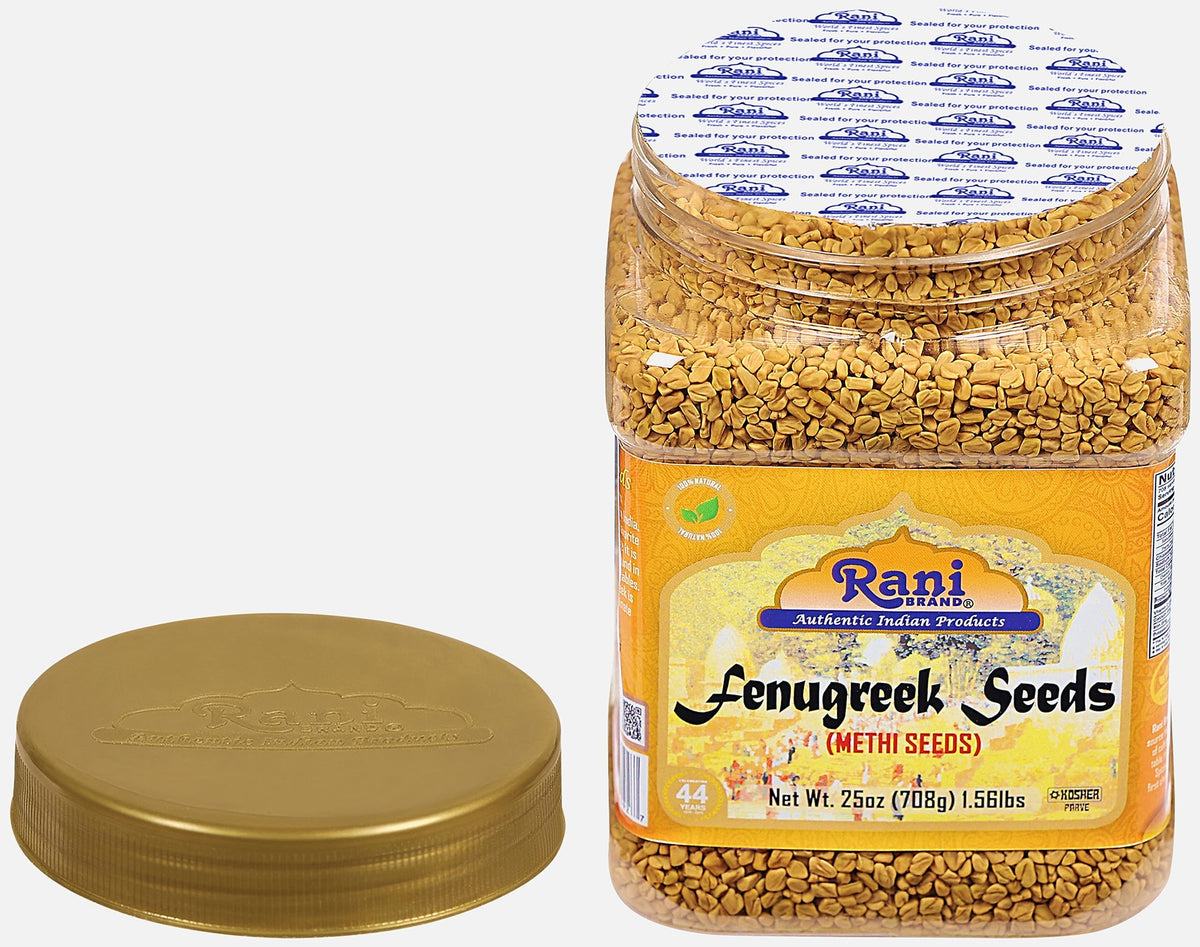 Rani Fenugreek Seeds in a spice mill for fresh grinding.