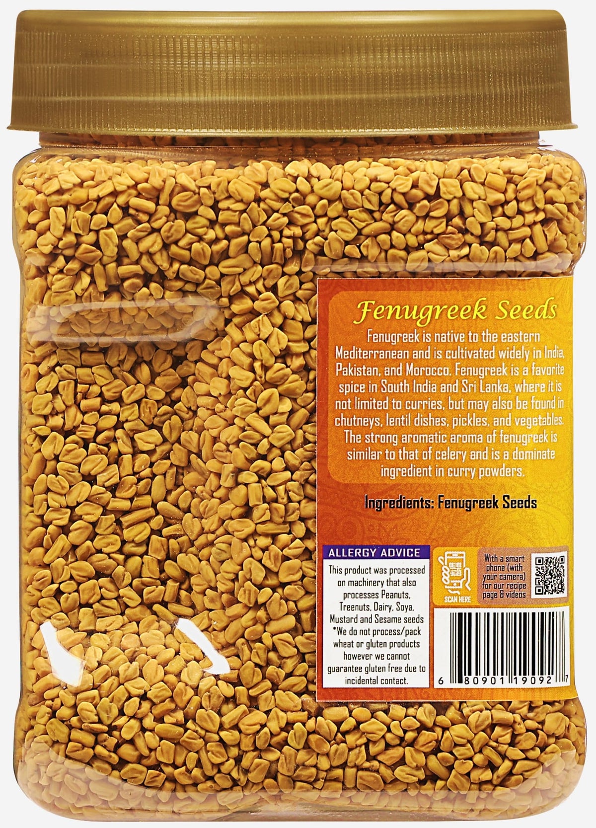 Rani Fenugreek Seeds jar side view highlighting USA packing.