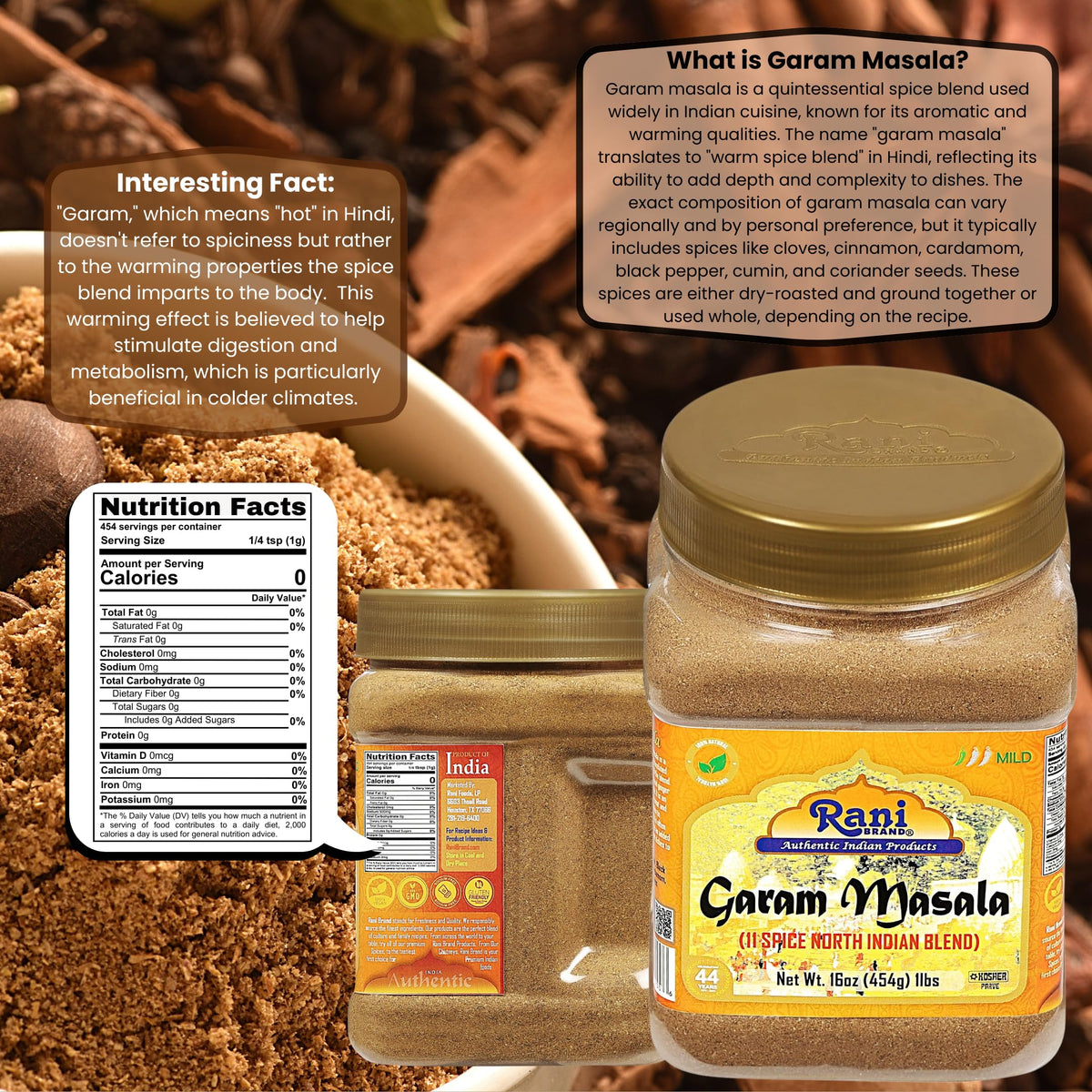 Rani Garam Masala spices in a traditional basket