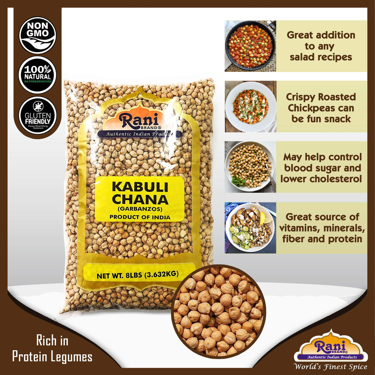 Rani Garbanzo Beans from Indian origin with authentic flavor.