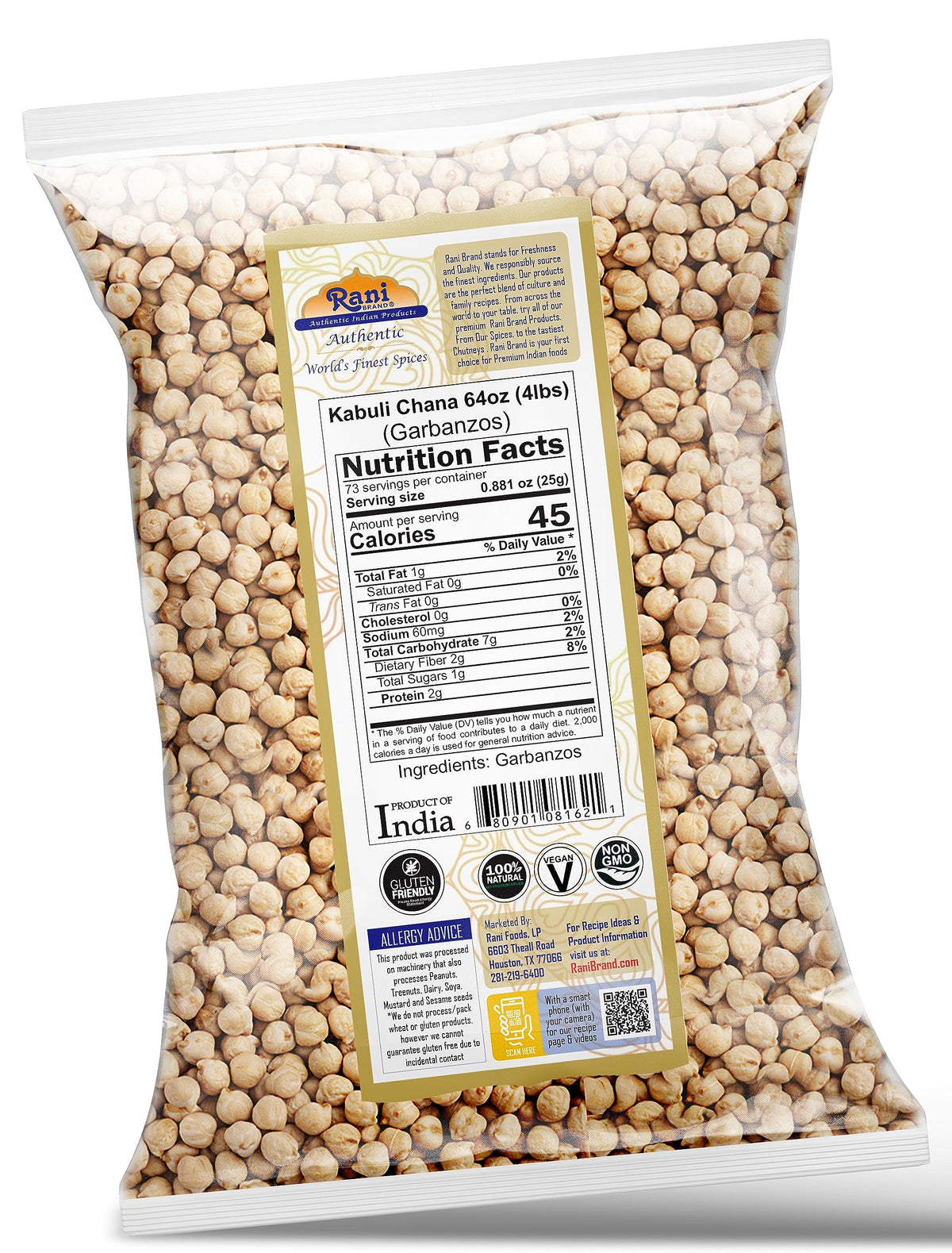 Rani Garbanzo Beans plated with dal for protein-rich meals.
