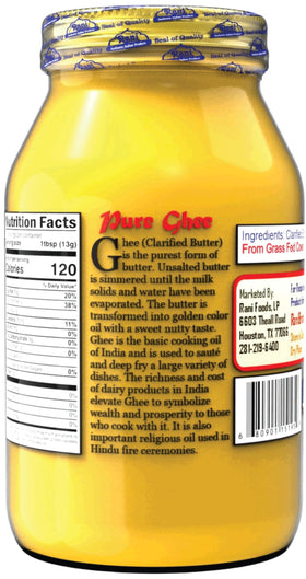 Rani Ghee sourced from grass-fed cows for natural richness.