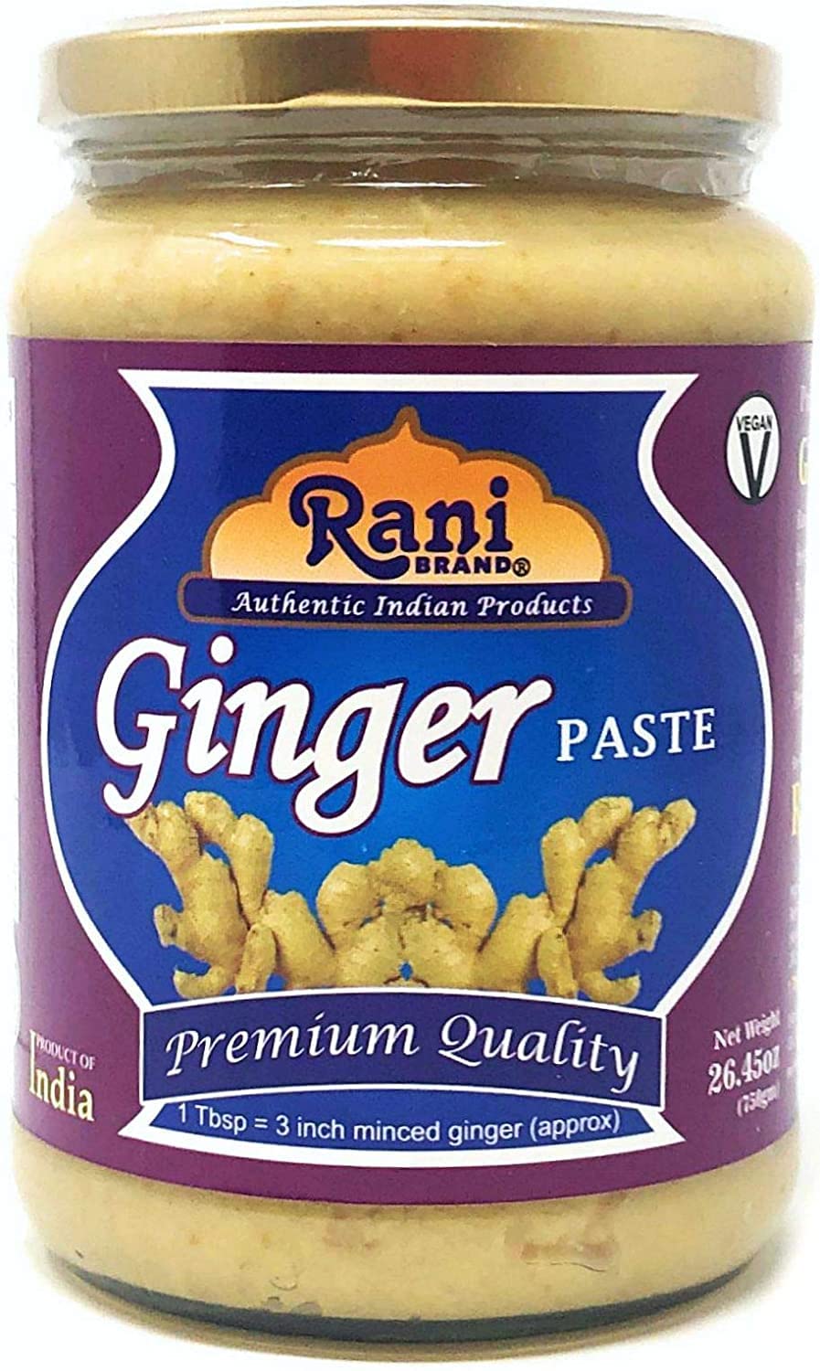 Rani Ginger Cooking Paste in a glass jar for authentic curries.
