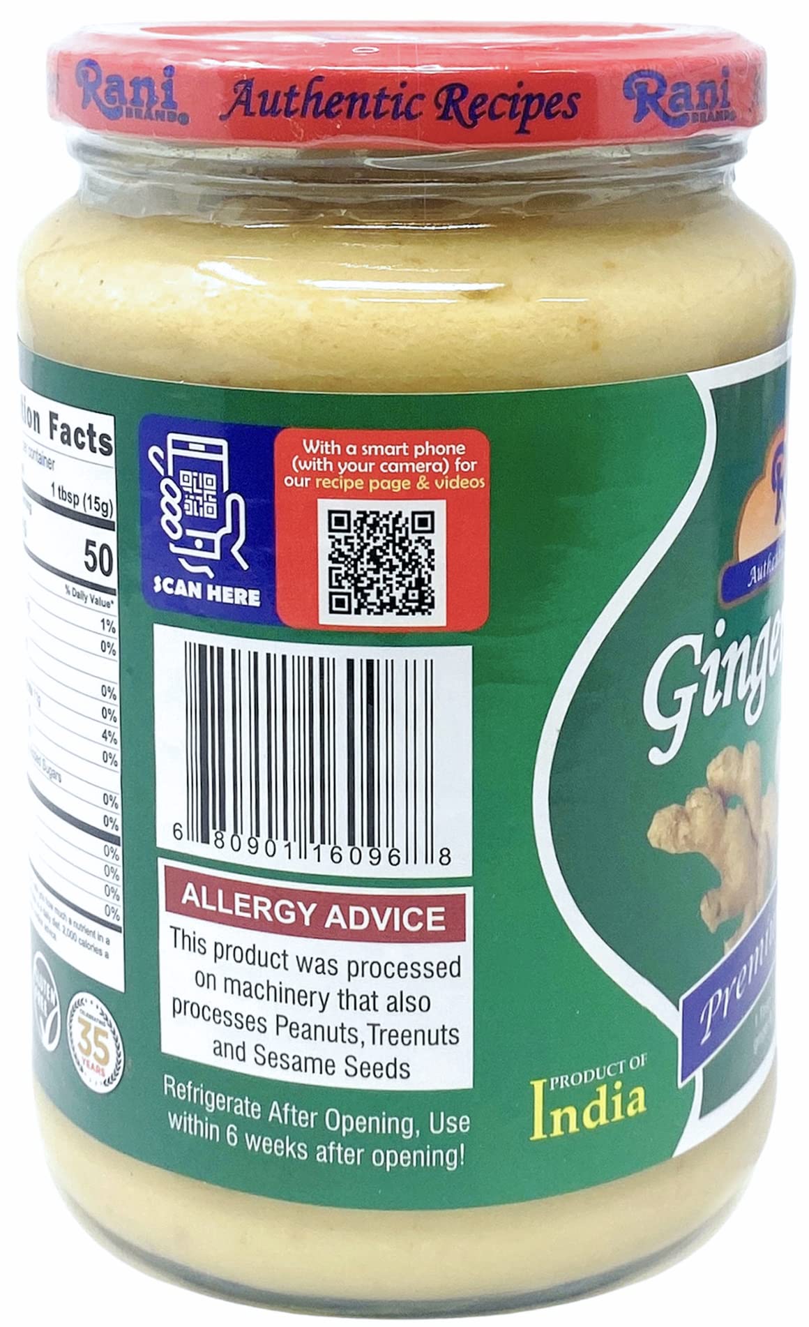 Net weight 750g highlighted on Rani paste jar.