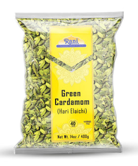 Rani green cardamom pods closeup, vibrant and aromatic for flavorful Indian cooking.