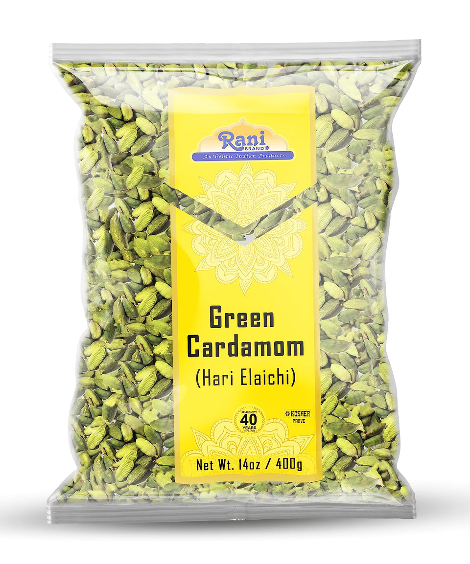 Rani green cardamom pods closeup, vibrant and aromatic for flavorful Indian cooking.