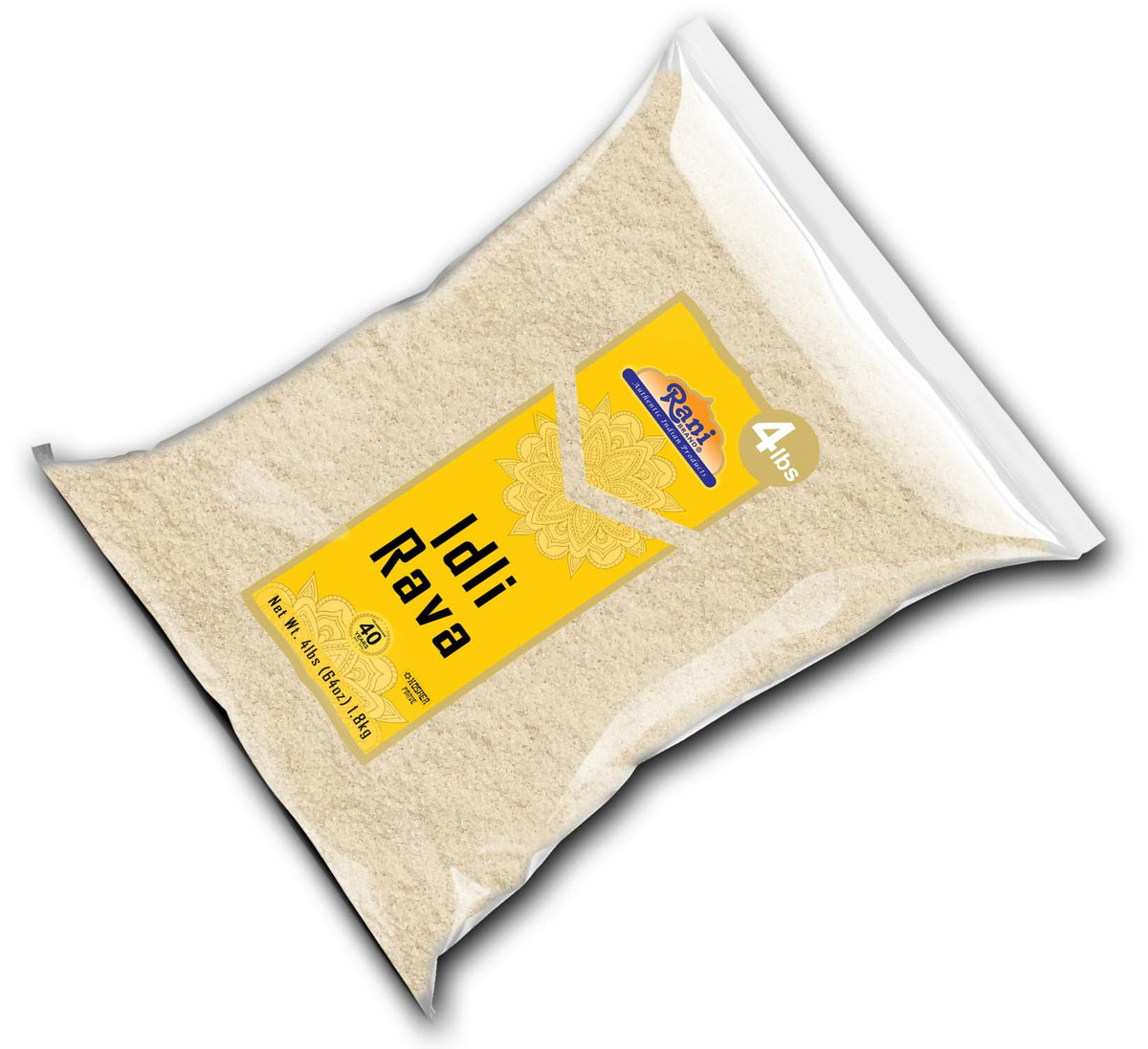 Rani Idli Rava 64oz packaging label conveys authentic Indian product.