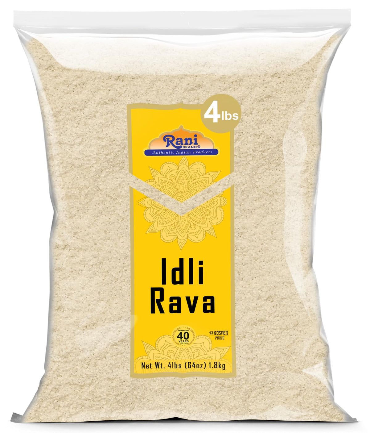 Rani Idli Rava parboiled cream of rice bag shown for quick, fluffy idlis.