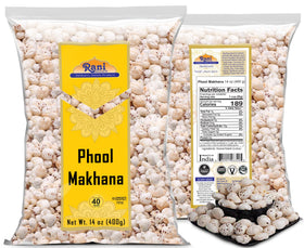 Rani jumbo phool makhana no colors packaging appeals to clean labels.