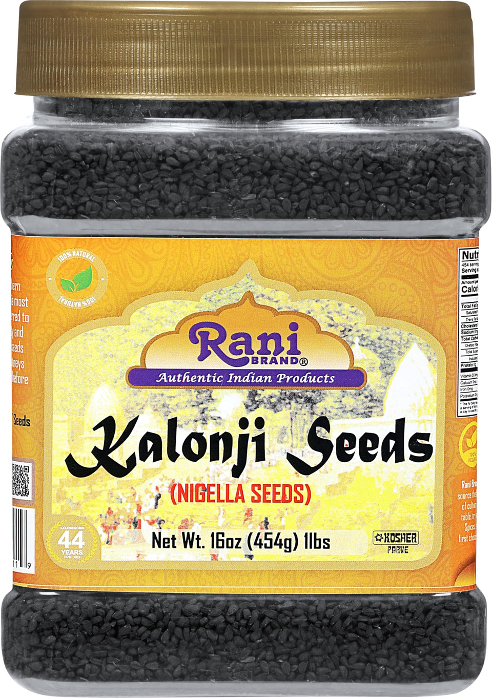 Rani Kalonji seeds bottle pour showing premium Indian spice for cooking