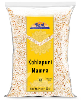 Rani Kohlapuri Mumra puffed rice in a bowl for a light, crisp snack.