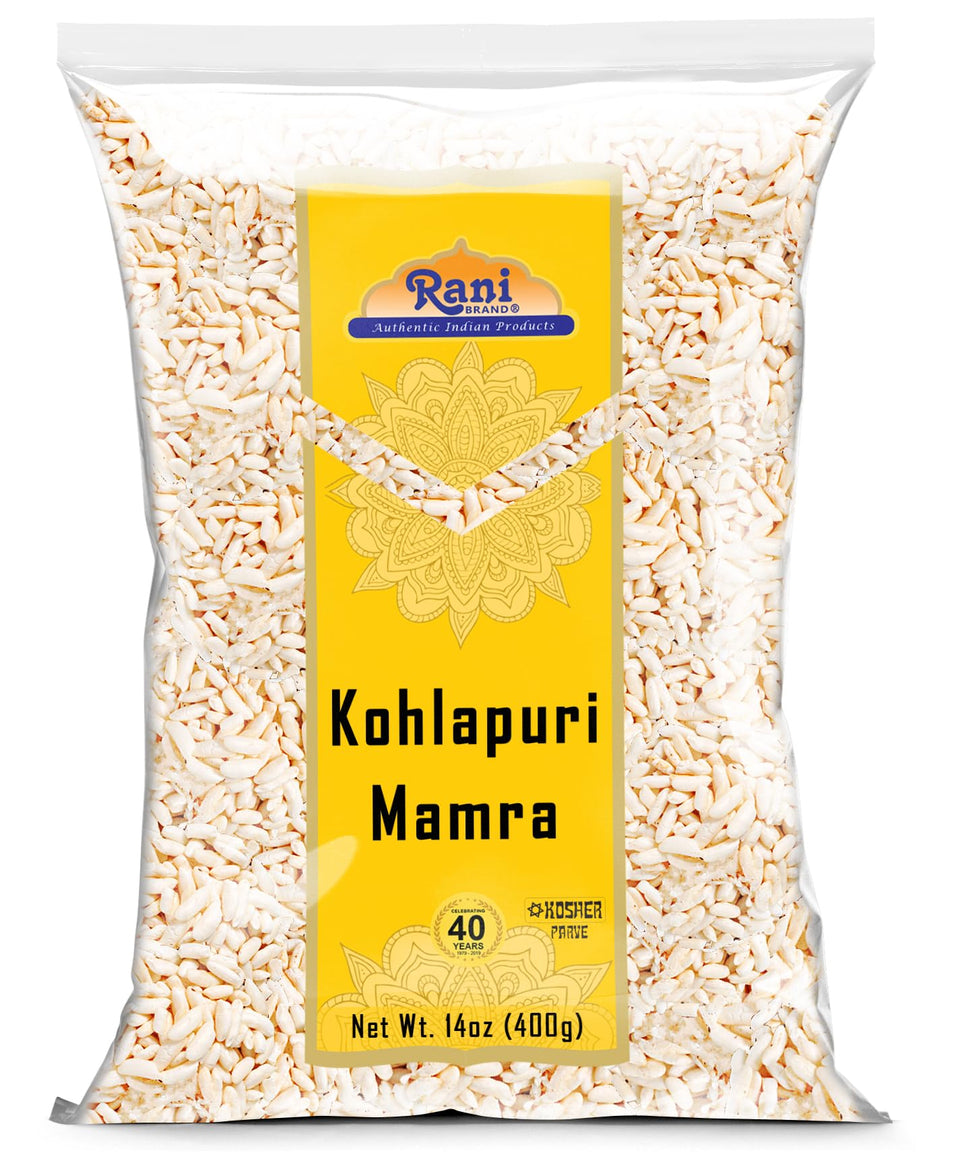 Rani Kohlapuri Mumra puffed rice in a bowl for a light, crisp snack.