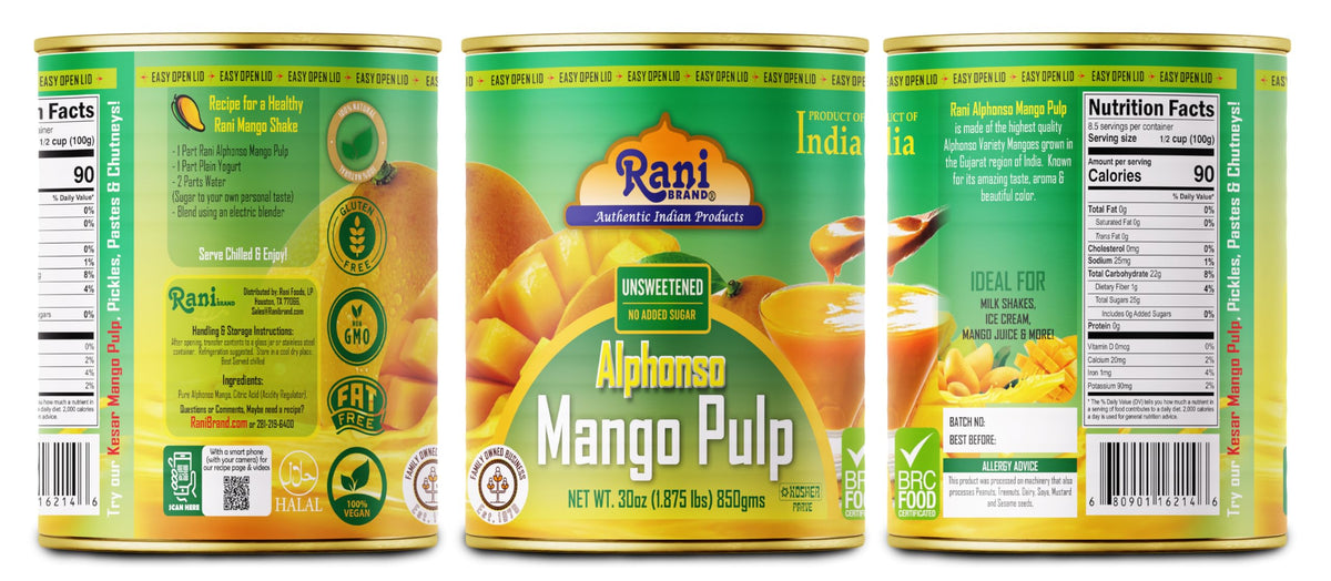 Rani mango puree close-up highlighting rich orange pulp