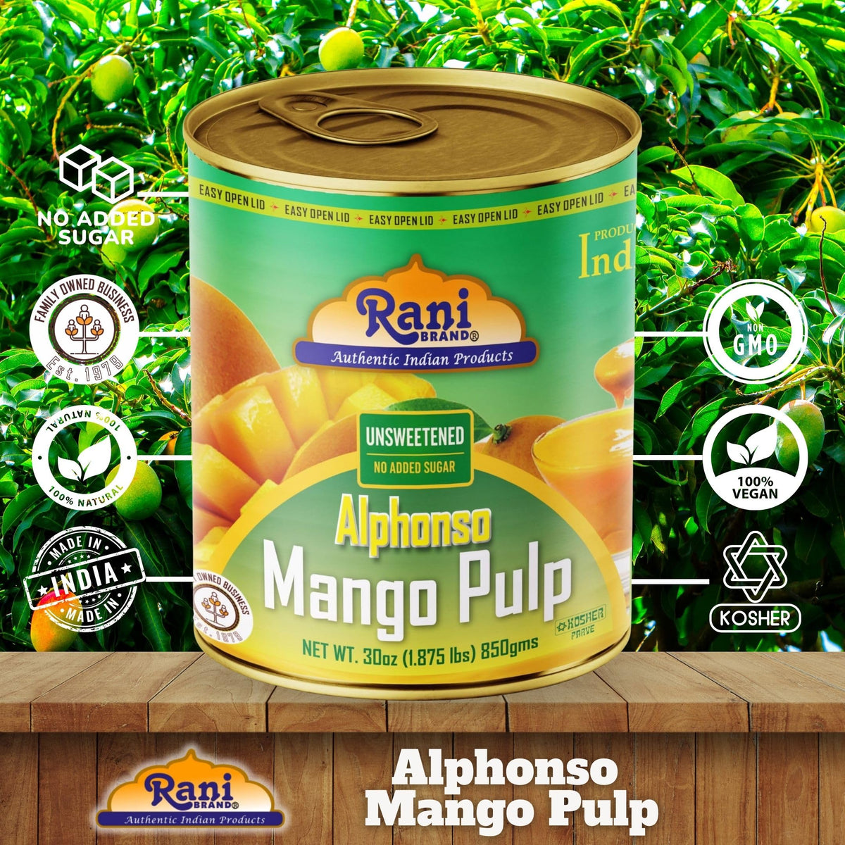 Rani Mango Pulp Puree with kosher label for confident cooking