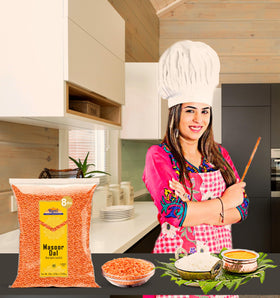 Rani Masoor Dal bulk 8lb bag front view for bulk cooking value
