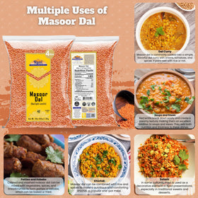 Rani Masoor Dal dry red lentils closeup for fresh natural cooking.