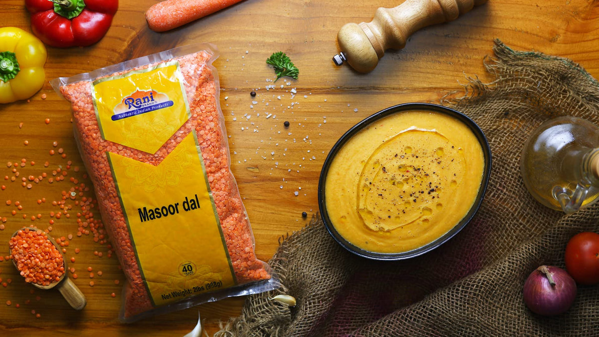 Rani Masoor Dal package back with nutrition details for informed use