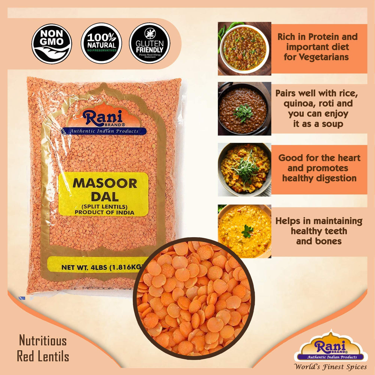 Rani Masoor Dal vegan kitchen setup as a protein source