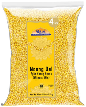 Rani Moong Dal 4lb bulk pack for easy batch cooking and meal prep.