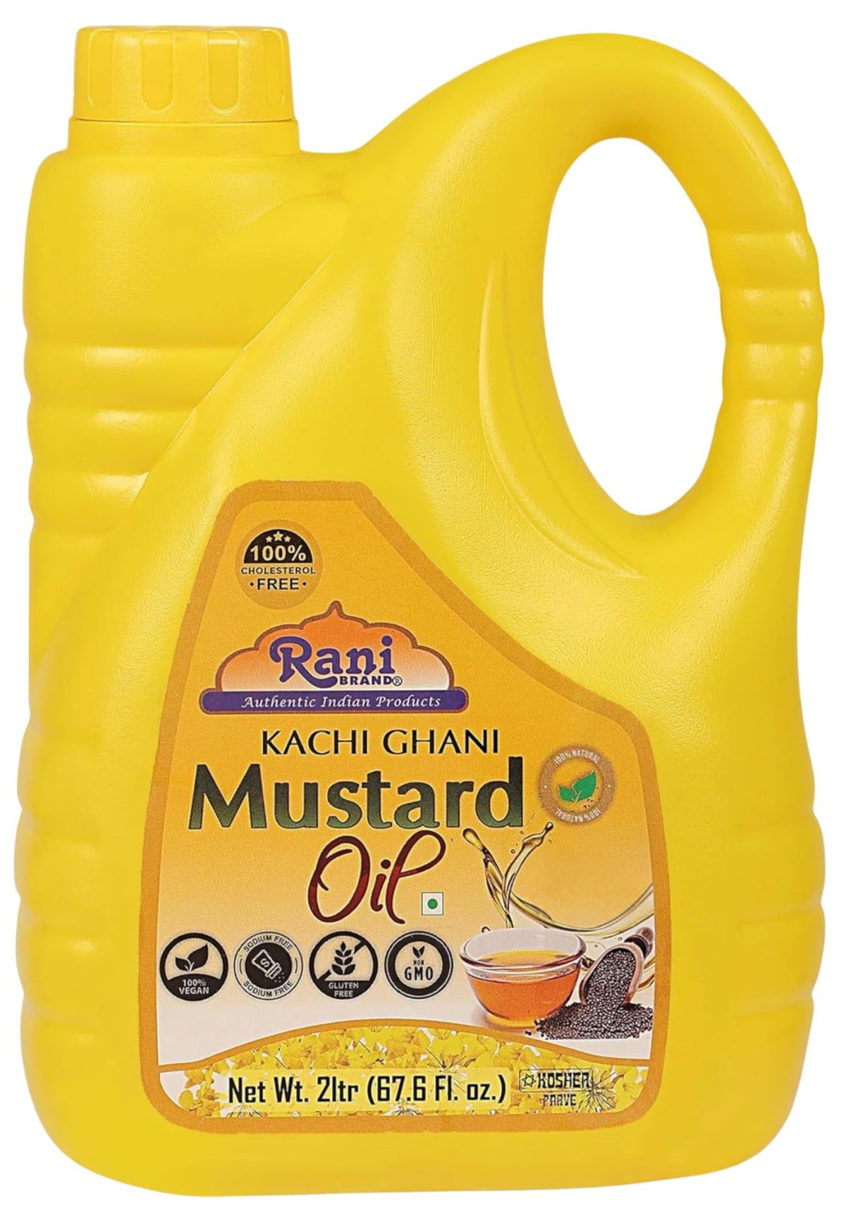 Rani Mustard Oil bottle pour shows smooth flow for hair conditioning prep