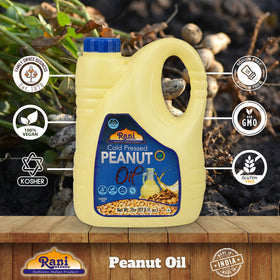 Rani Peanut Oil high-heat cooking use, boosts flavor with a mild, nutty profile.