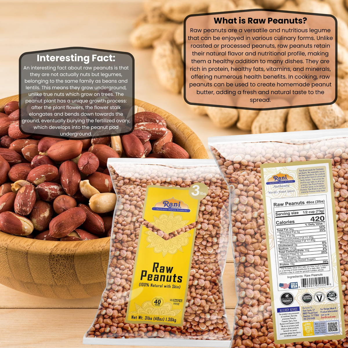 Rani Peanuts spanish-grade-groundnut with red-skin ideal for snacks