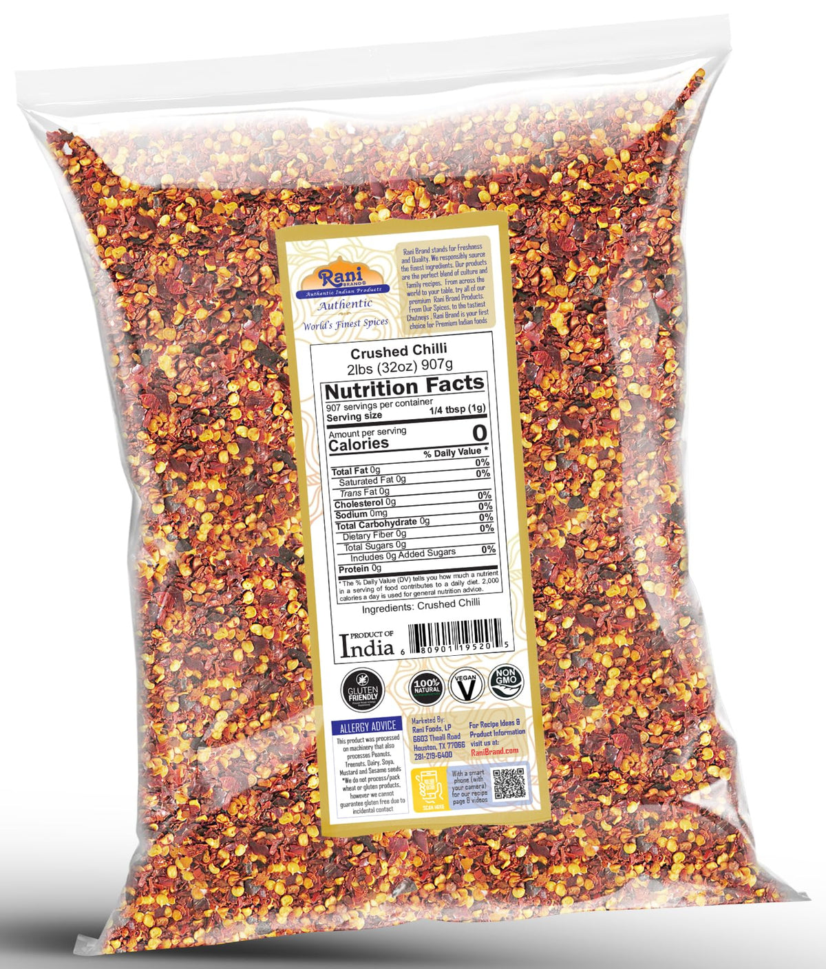 Rani crushed chilli enhances pizza and pasta with mild heat.