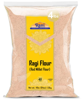 Rani Brand Ragi flour bag front view highlighting bulk 4 lb size for home baking