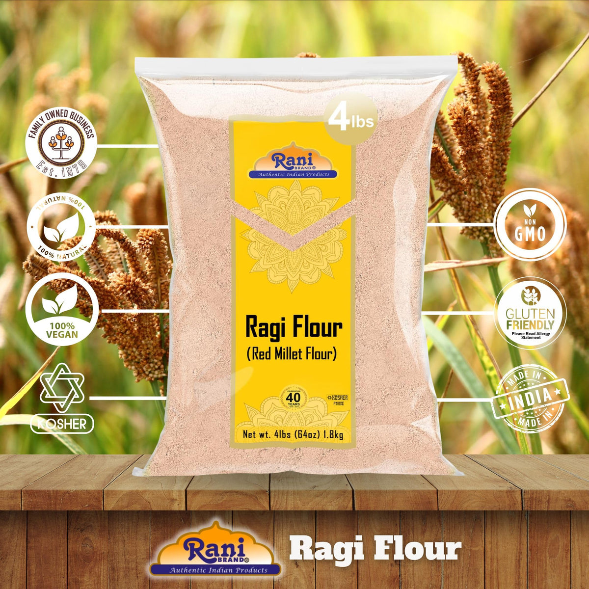 Close-up of Ragi flour texture showing fine consistency for gluten-free recipes