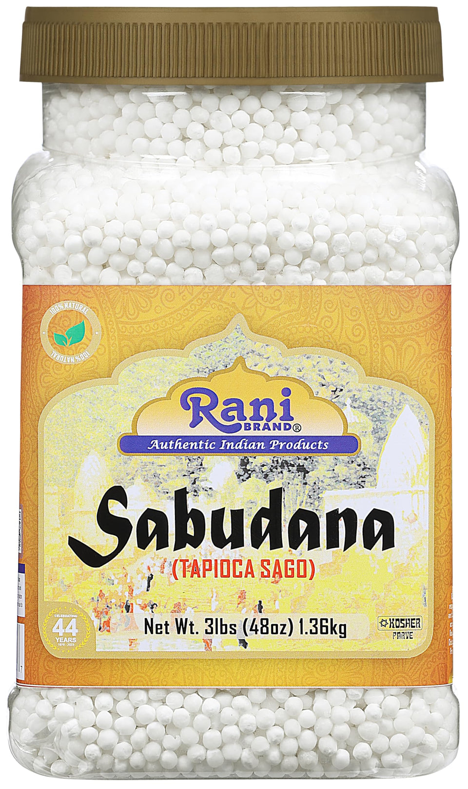 Rani Sabudana pearls in pack-front, ready for soaking and cooking