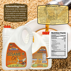 Rani sesame oil in pan for sautéing and high-heat cooking