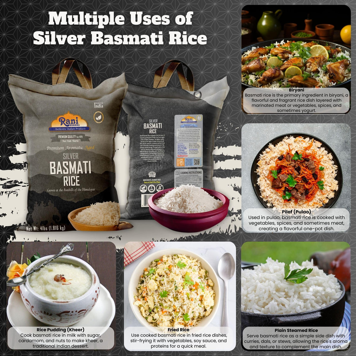 Rani Silver White Basmati Rice steaming pot aroma, ideal for daily meals