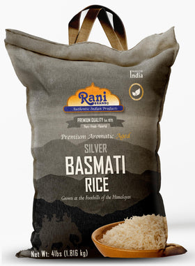 Rani Silver White Basmati Rice bag with extra-long grains for fluffy pilafs