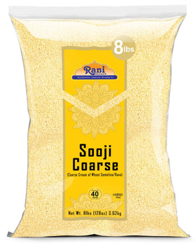 Rani Sooji Coarse flour in bag shows premium texture for authentic Indian cooking