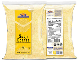 Rani Sooji Coarse with measuring cup shows consistent flour for recipes.