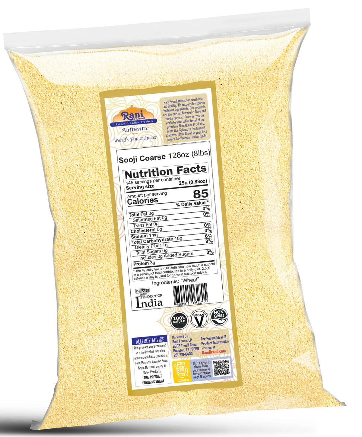 Rani Sooji Coarse hot cereal bowl ready for a comforting meal