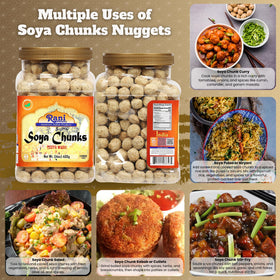 Rani Soya Chunks Nuggets in a bowl, ready for a protein-packed vegan meal.
