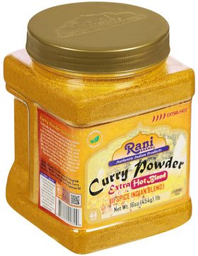 Rani spice jar beside fresh vegetables suggests versatile meal uses.